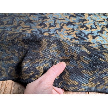 Peau de veau velours métallisé camouflage - bleu/or - Maroquinerie - cuir en stock