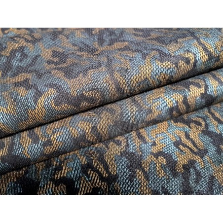 Peau de veau velours métallisé camouflage - bleu/or - Maroquinerie - Cuir en Stock