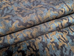 Peau de veau velours métallisé camouflage - bleu/or - Maroquinerie - Cuir en Stock