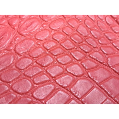 Cuir de crocodile véritable - queue de crocodile - corail mat - maroquinerie bijoux Cuir en stock