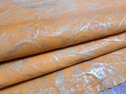 agneau métallisé froissé - jaune - maroquinerie - Cuir en Stock