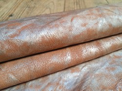 agneau métallisé froissé - brun - maroquinerie - Cuir en Stock