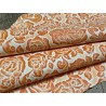 Peau de cuir de mouton tannage végétal motif fleuri orange - Cuir en Stock