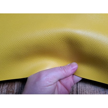 Demi peau de cuir de vache grainé - Jaune - maroquinerie - Cuirenstock