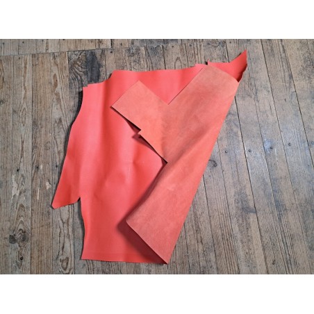 Demi peau de vachette grainée - orange - maroquinerie - cuirenstock