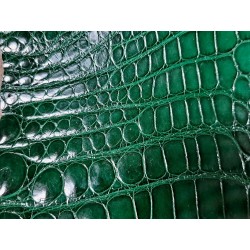Morceau de cuir de crocodile véritable - vert - bijoux et accessoires - Cuir en stock