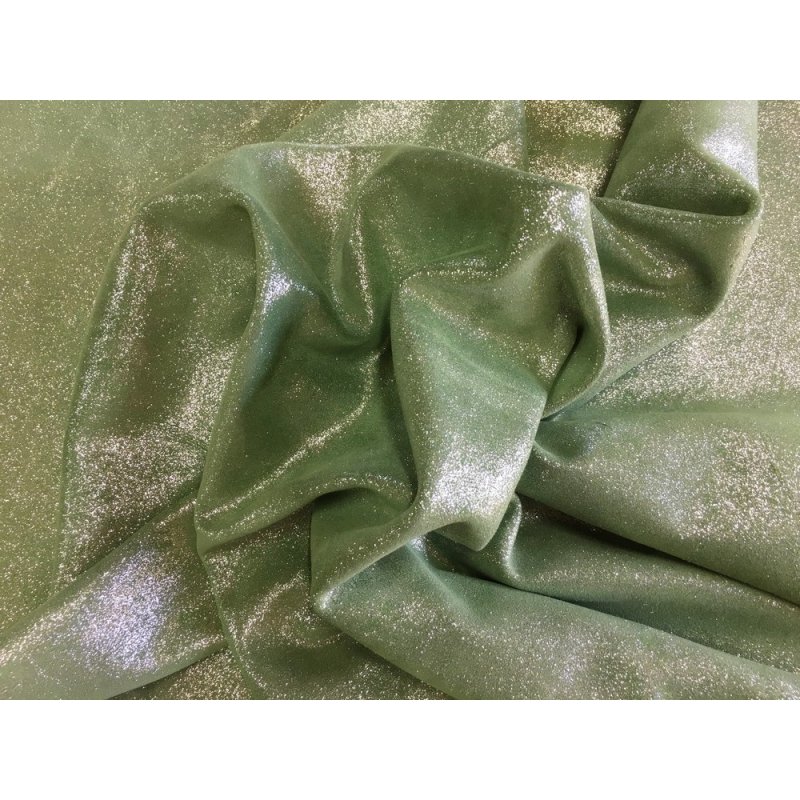cuir pailleté veau velours argenté vert amande Cuir en Stock cuir pailleté veau velours argenté vert amande Cuir en Stock