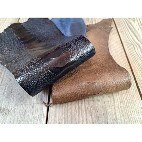 Peau de cuir de patte d'autruche - lot x2 - bijou - bracelet de montre - maroquinerie - Cuir en Stock