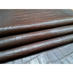 3 peaux de cuir stretch identiques crocodile - Marron