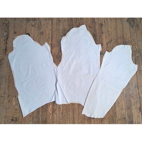 Lot de 3 peaux de cuir stretch identiques crocodile - Blanc bleuté