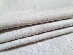 Lot de 3 peaux de cuir stretch identiques crocodile - Blanc bleuté