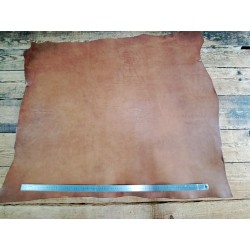Collet de vache tannage végétal grainé -Brun noisette- Cuir en Stock