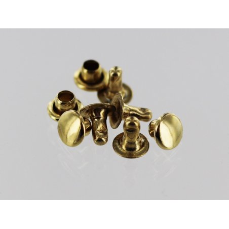 Lot 20 rivets simples acier finition laiton Cuir en Stock