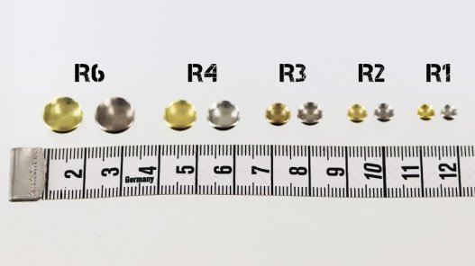 Lot de 20 rivets simple calotte finition laiton taille R3