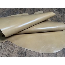 Demi-peau de cuir de veau BOX lisse - tannage ferme - Sable - Cuir en Stock
