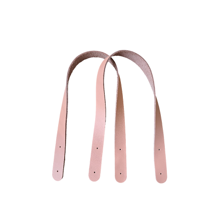 Paire de anses en cuir - rose saumon - prêtes à poser - maroquinerie - Cuir en Stock