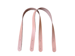 Paire de anses en cuir - rose saumon - prêtes à poser - maroquinerie - Cuir en Stock