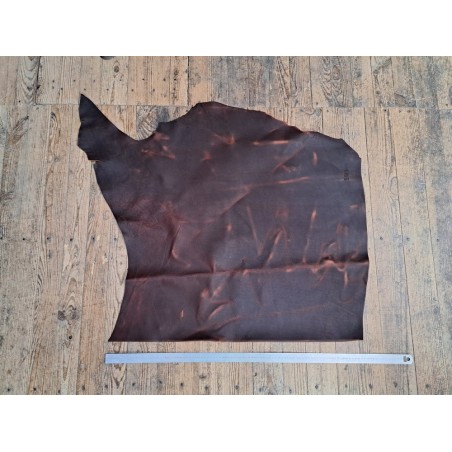 Demi-peau de cuir gras de vachette pullup  - Marron -A- Cuir en Stock