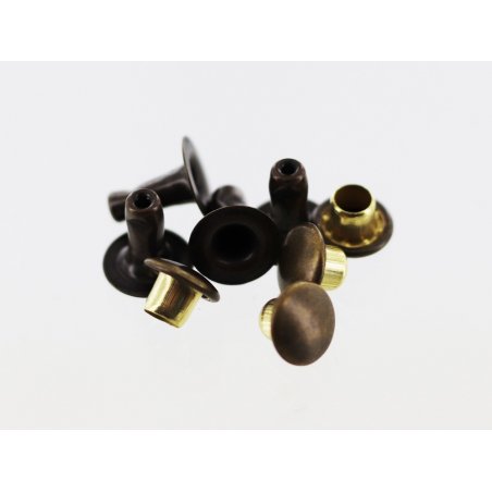 lot de 20 rivets simple calotte bronze vieilli taille R3 accessoire maroquinerie cuir en stock