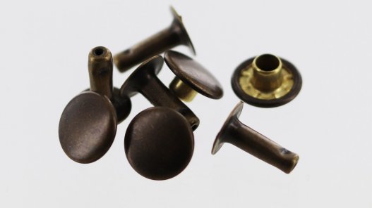 lot 20 rivets simple calotte acier bronze vieilli taille 4 accessoire maroquinerie cuir en stock