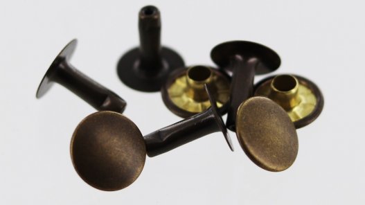 lot de 20 rivets simple calotte acier bronze vieilli taille R6 accessoire maroquinerie cuir en stock
