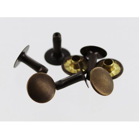 lot de 20 rivets simple calotte acier bronze vieilli taille R6 accessoire maroquinerie cuir en stock