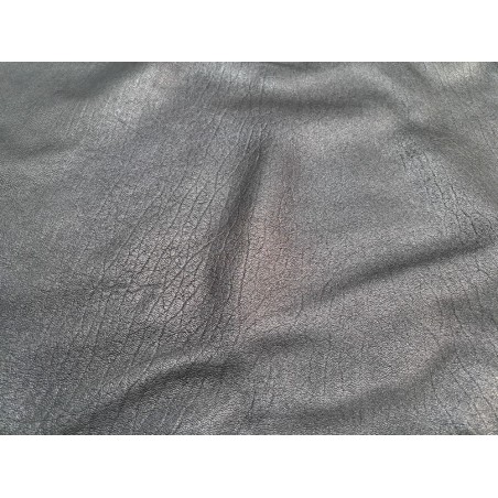 Peau de cuir de mouton crispé - noir mat - maroquinerie ou vêtement - Cuirenstock