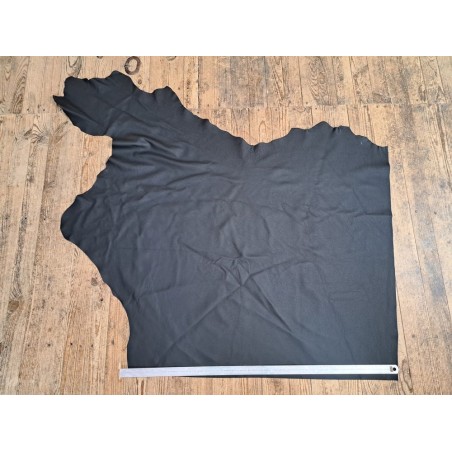 Grand morceau de cuir de vache grainé - Noir mat - A - Cuir en Stock