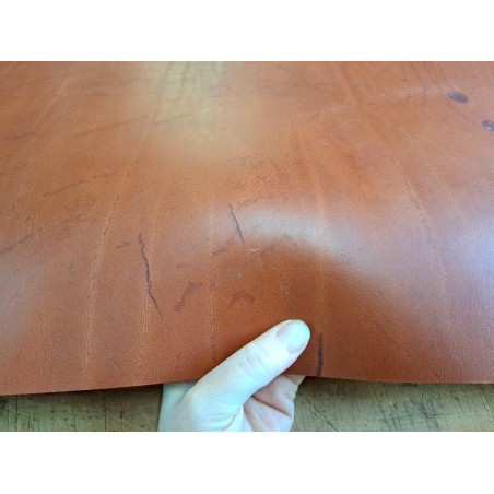 Collet de vache tannage végétal nuancé - Cognac - Cuir en Stock