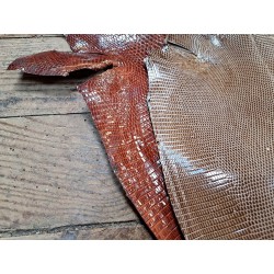 Lot de 2 peaux de cuir de lézard - Noisette/Auburn- cuirenstock