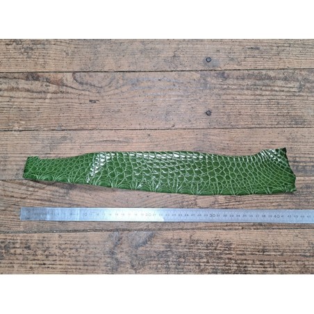 Peau de crocodile véritable - Vert kaki - Cuir en Stock