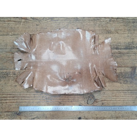 Lot de 2 peaux de cuir de lézard - B - Bambou/Rose - Cuir en Stock