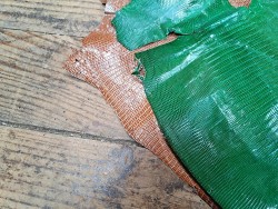 Lot de 2 peaux de cuir de lézard - C - Vert/Caramel