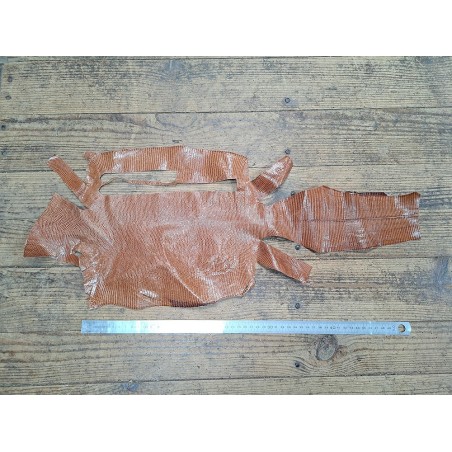 Lot de 2 peaux de cuir de lézard - C - Vert/Caramel