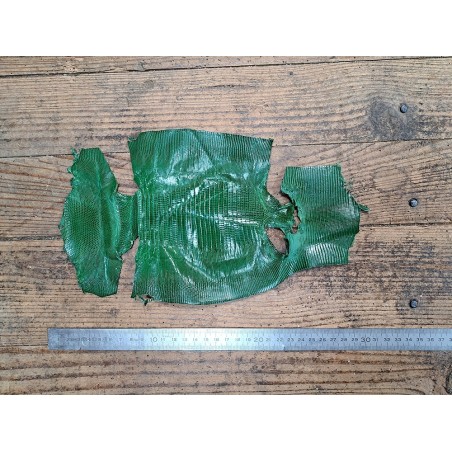 Lot de 2 peaux de cuir de lézard - C - Vert/Caramel