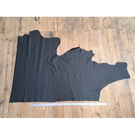 Grand morceau de cuir de vache grainé - Noir mat - A - Cuir en Stock