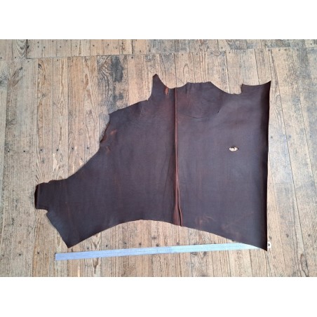 Demi-peau de cuir gras pullup - Marron - C - Cuir en Stock
