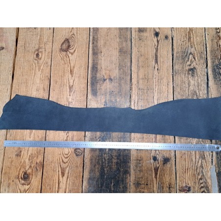 Bande de collet tannage végétal lisse - Noir mat - Cuir en Stock
