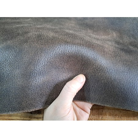 Collet de vache tannage végétal grainé nuancé - Marron
