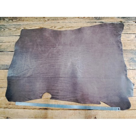 Cuir de collet de vache tannage végétal lisse - Brun taupe