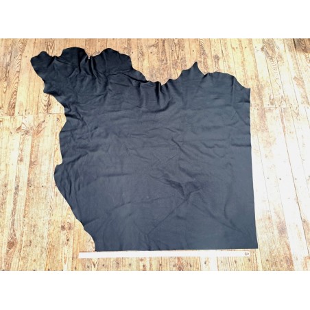 Demi-peau de cuir de vache grainé - Noir mat - B - Cuir en Stock