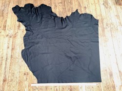 Demi-peau de cuir de vache grainé - Noir mat - B - Cuir en Stock