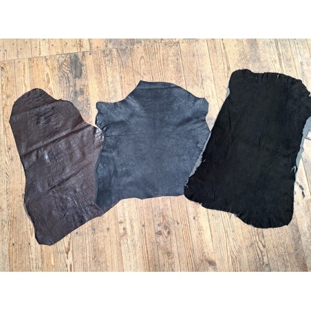 Lot de 3 peaux de cuir stretch - Cuir en Stock