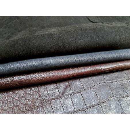 Lot de 3 peaux de cuir stretch - Cuir en Stock