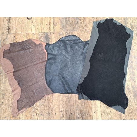 Lot de 3 peaux de cuir stretch - Cuir en Stock