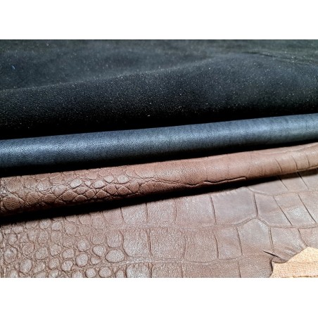Lot de 3 peaux de cuir stretch - Cuir en Stock