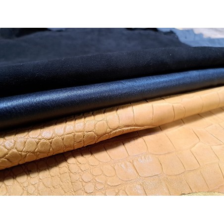 Lot de 3 peaux de cuir stretch - Cuir en Stock