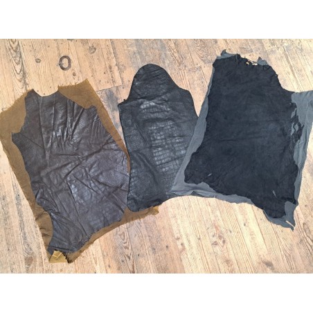 Lot de 3 peaux de cuir stretch - maroquinerie - Cuir en Stock