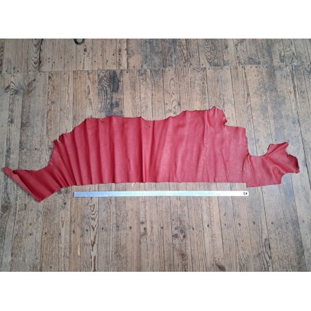 Demi peau de cuir de veau lisse rouge - Maroquinerie - Cuir en stock