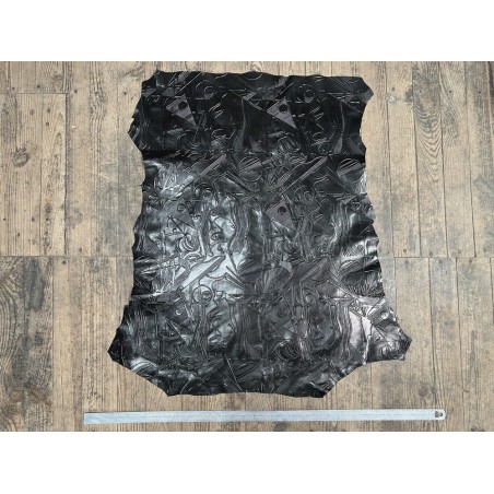 Peau de cuir d'agneau grain sovietico noir - maroquinerie - ameublement - Cuir en Stock